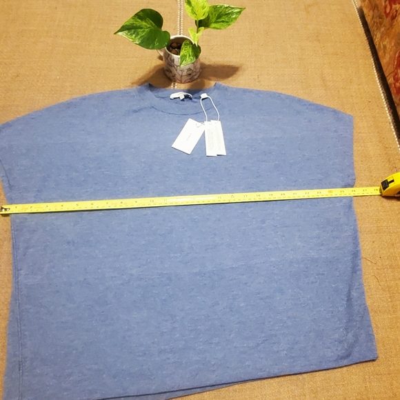 VINCE NWT CASHMERE WOMEN'S RIBBED TRIM TANK TOP LIGHT  BLUE TOP BLOUSE - Large - Picture 8 of 12